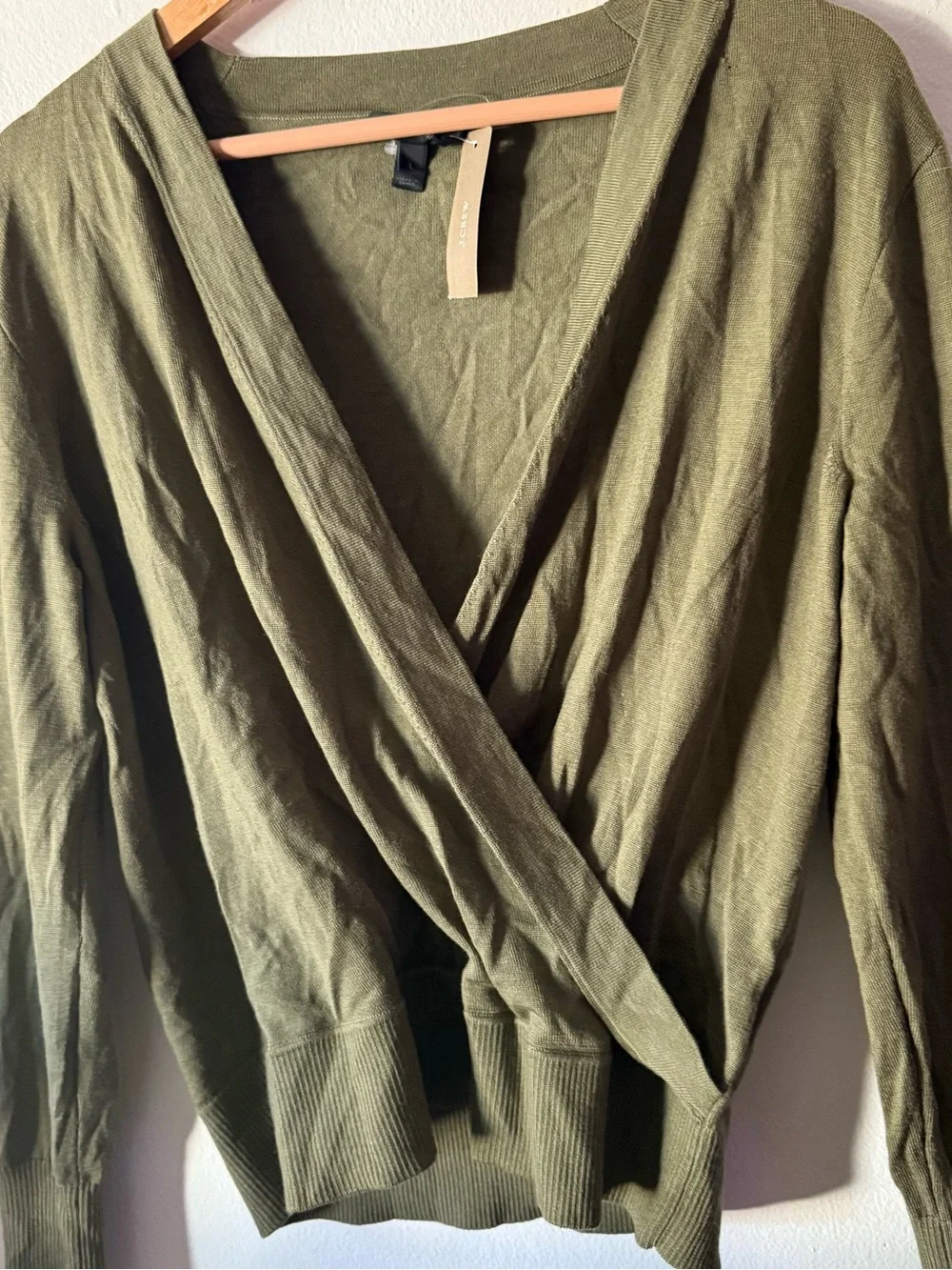J. Crew Olive Green Wrap V-Neck Sweater
